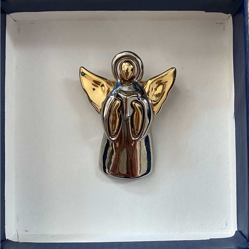 Gold and Silver Angel Brooch Pin